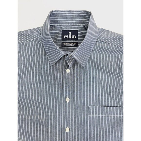 Stafford Other - Stafford Regular Fit Size 15.5 34-35 Charcoal Gray White Pin Stripe Super Shirt